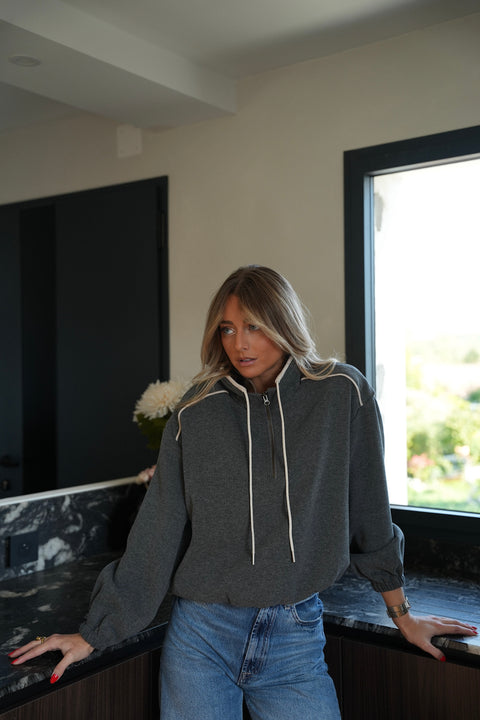 Roman gris - Sweat-shirt zippé
