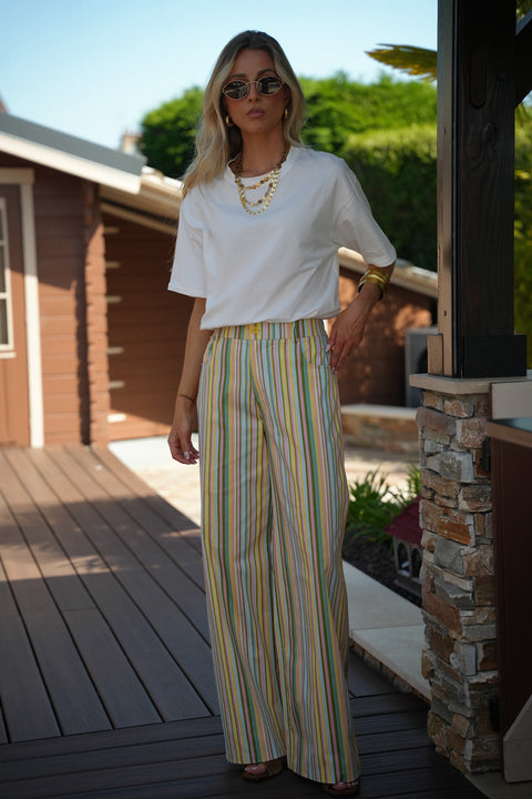 Menssia coloré - Pantalon rayé