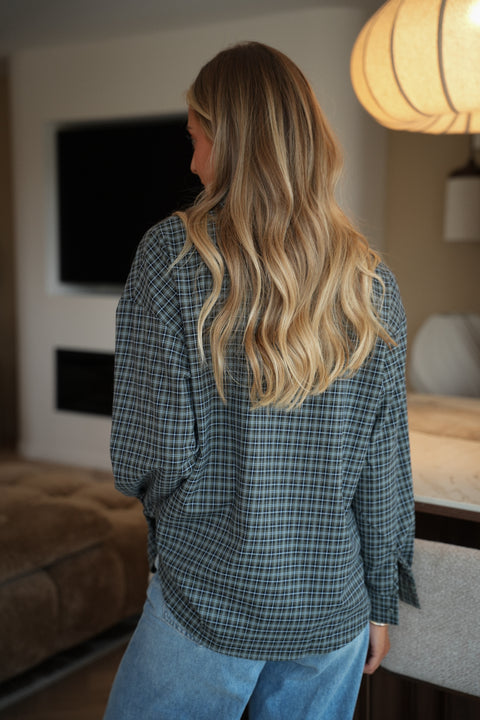 Maelline bleue - Chemise à carreaux