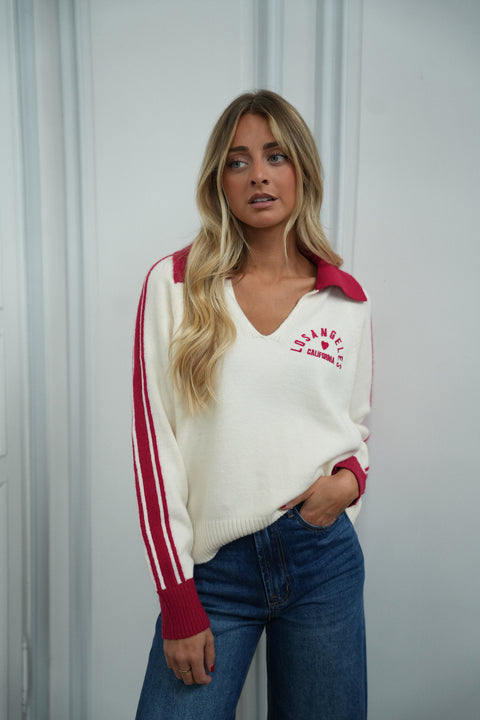 Clarisse crème - Pull brodé