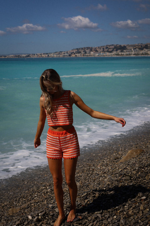 Adeline orange - Ensemble crochet