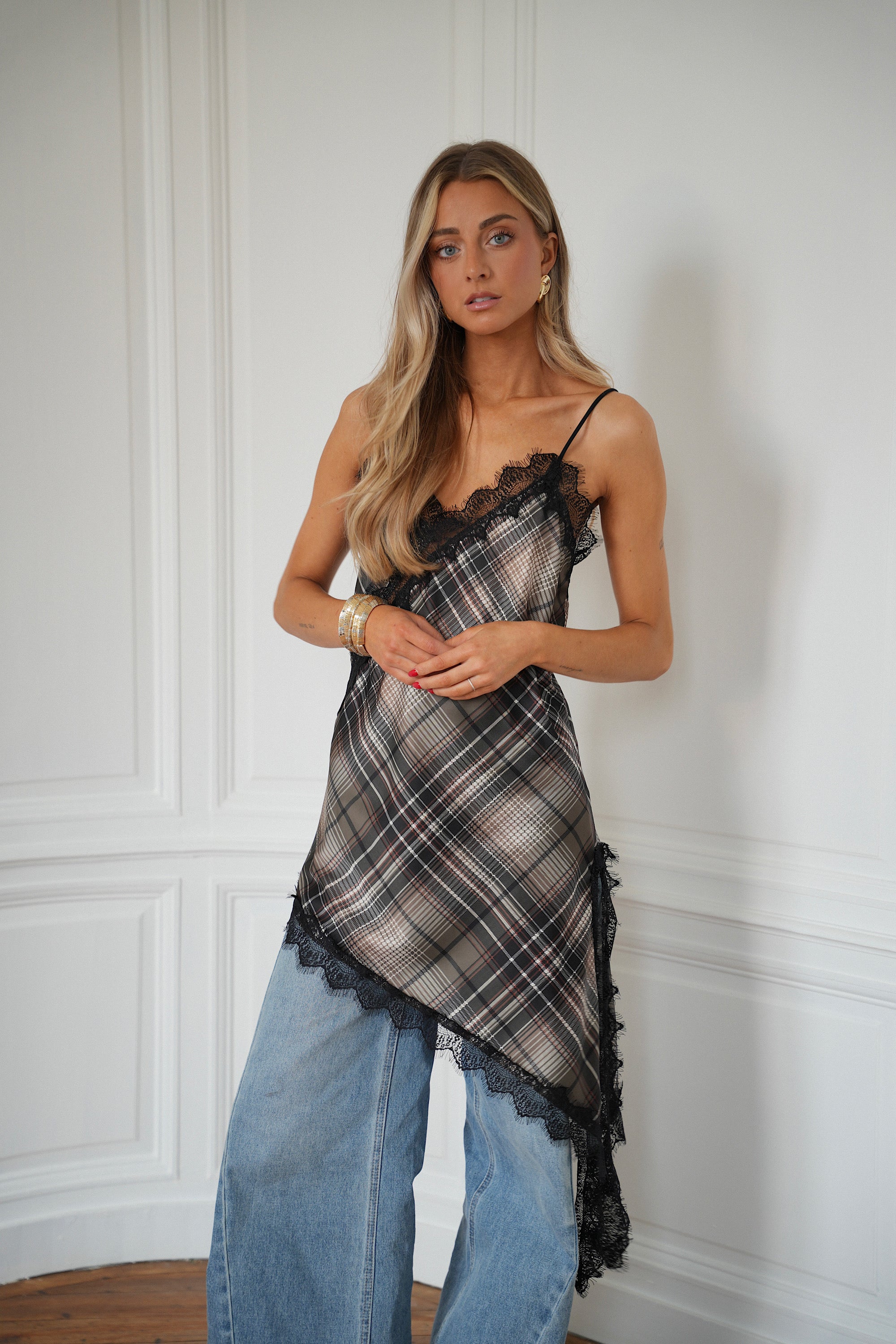 Lidia beige - Top asymétrique long