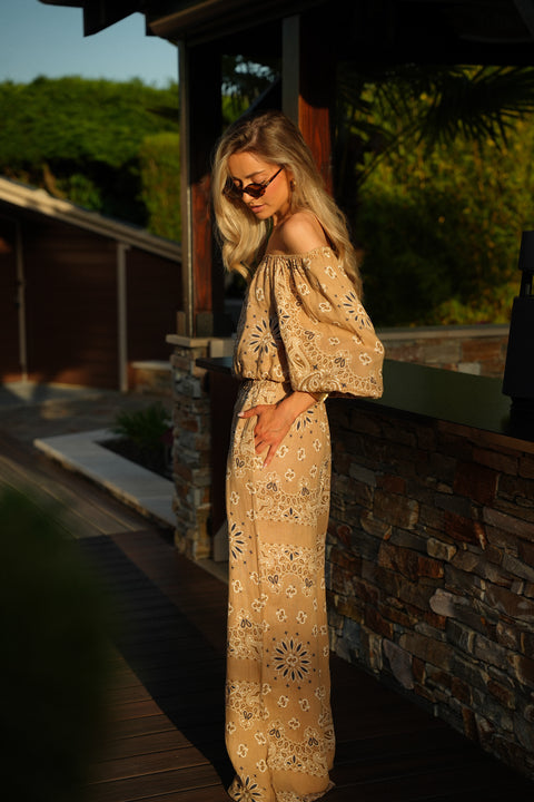 Nita camel - Blouse imprimée