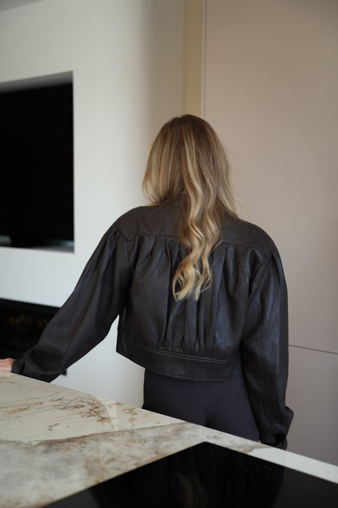 Debo chocolat - Veste en cuir