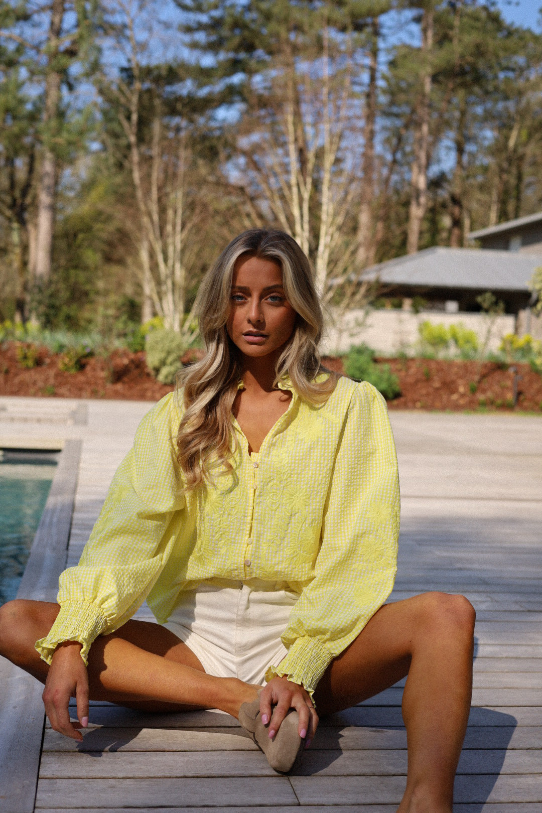 Avy jaune - Blouse brodée