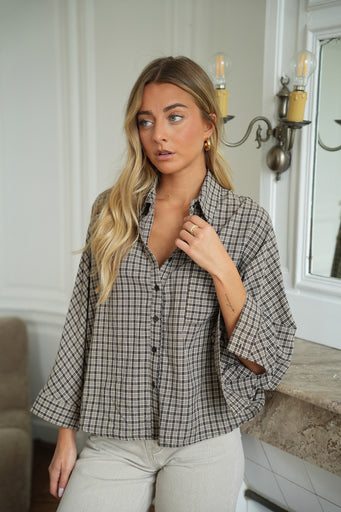 Galia chocolat - Chemise à carreaux