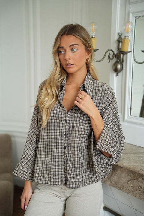 Galia chocolat - Chemise à carreaux