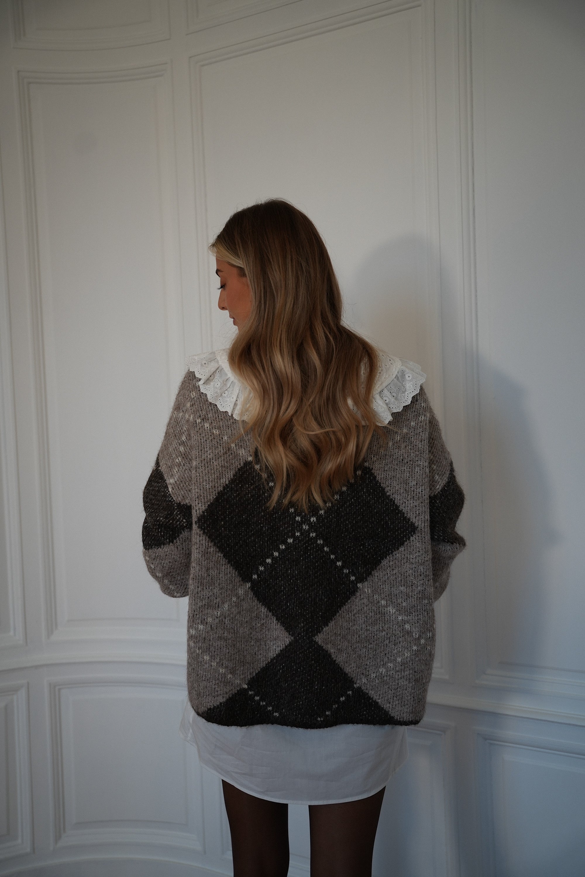 Louison taupe - Pull losanges