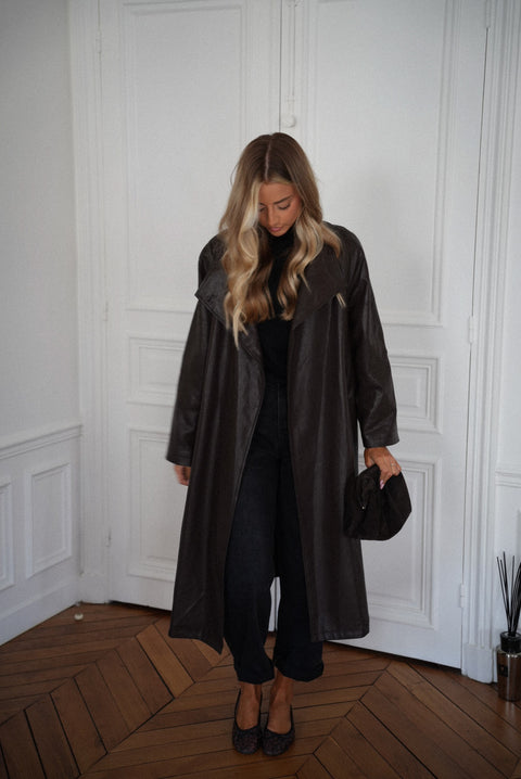 Penelope chocolat - Manteau cuir