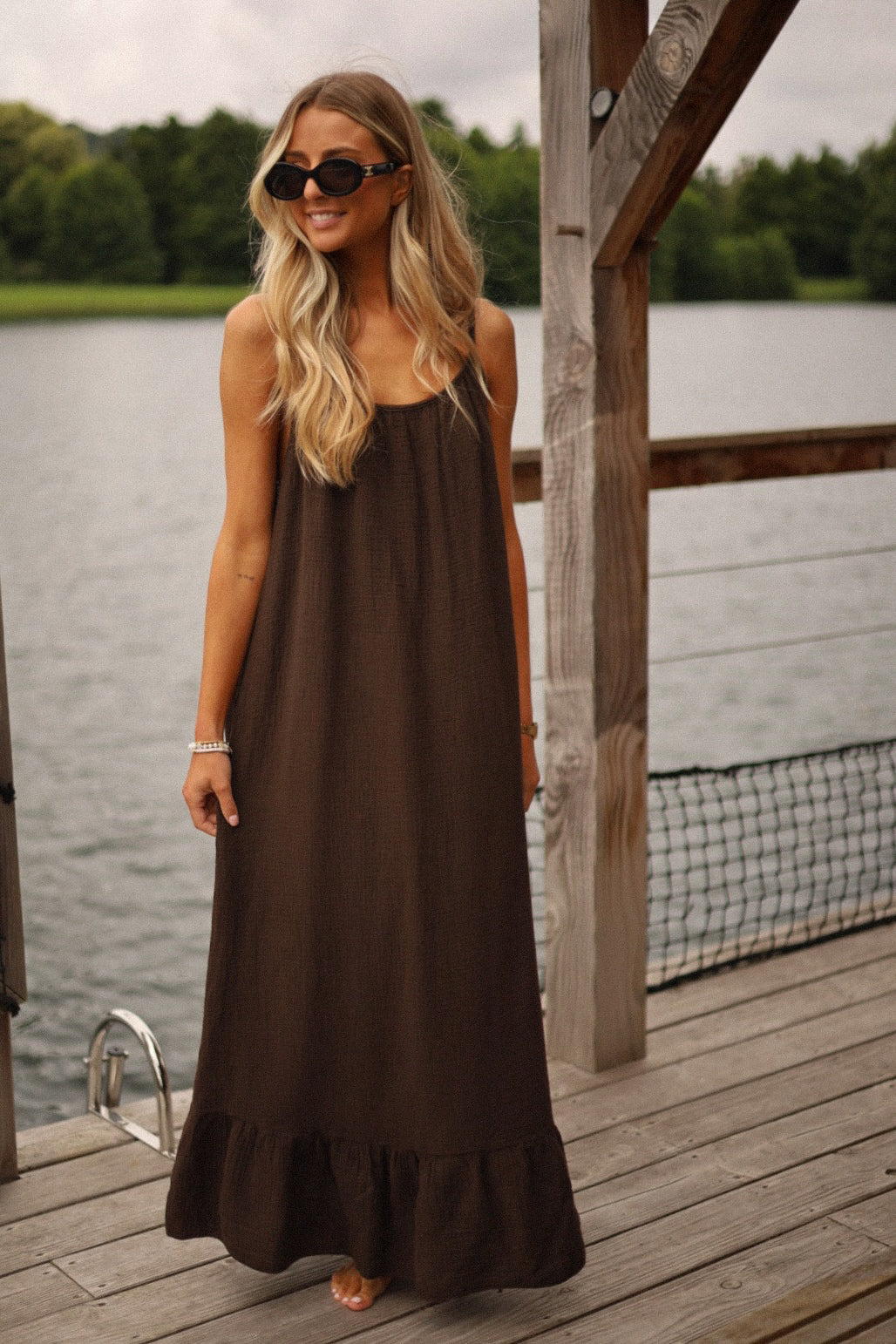 Alissia chocolat - Robe gaze de coton