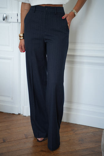 Fanny marine - Pantalon rayé