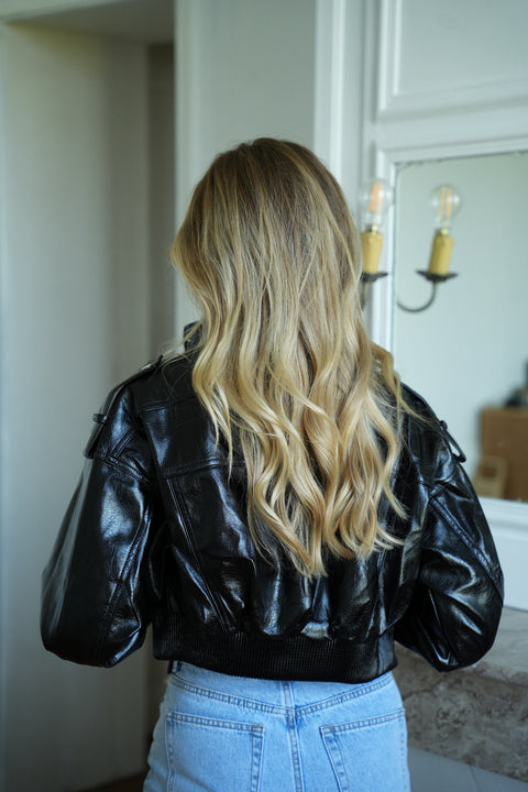 Arielle noire - Veste cuir verni