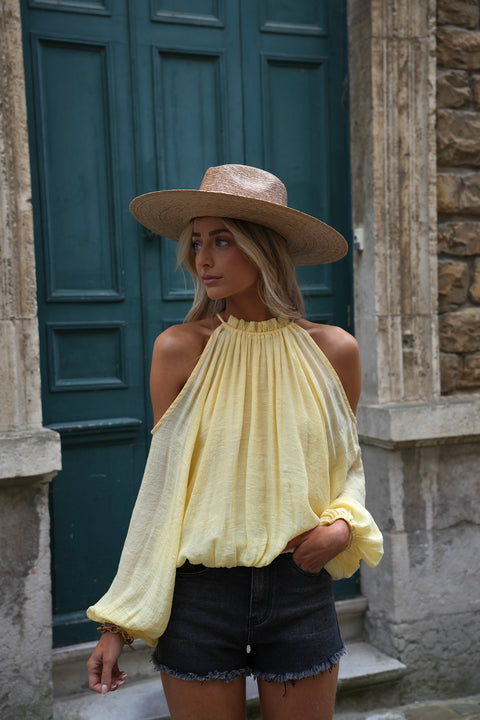 Karole jaune - Blouse ajourée