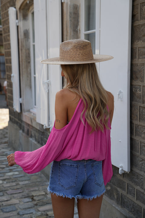 Karole rose - Blouse ajourée