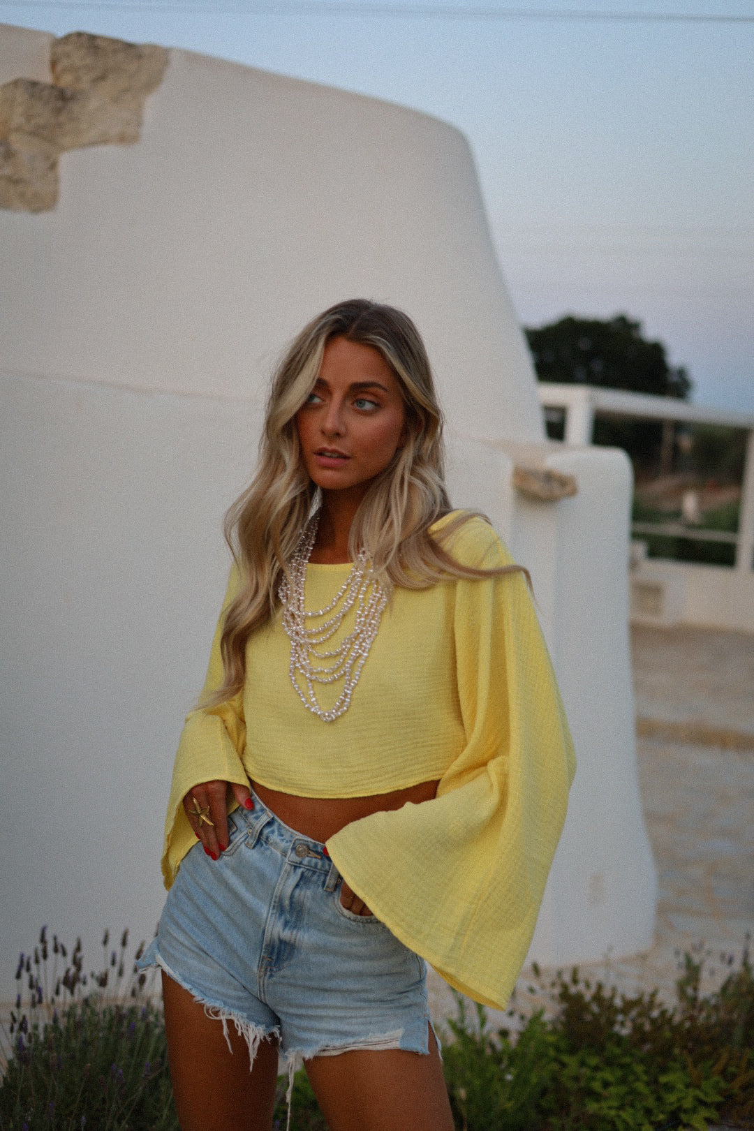Jodie jaune - Blouse gaze de coton