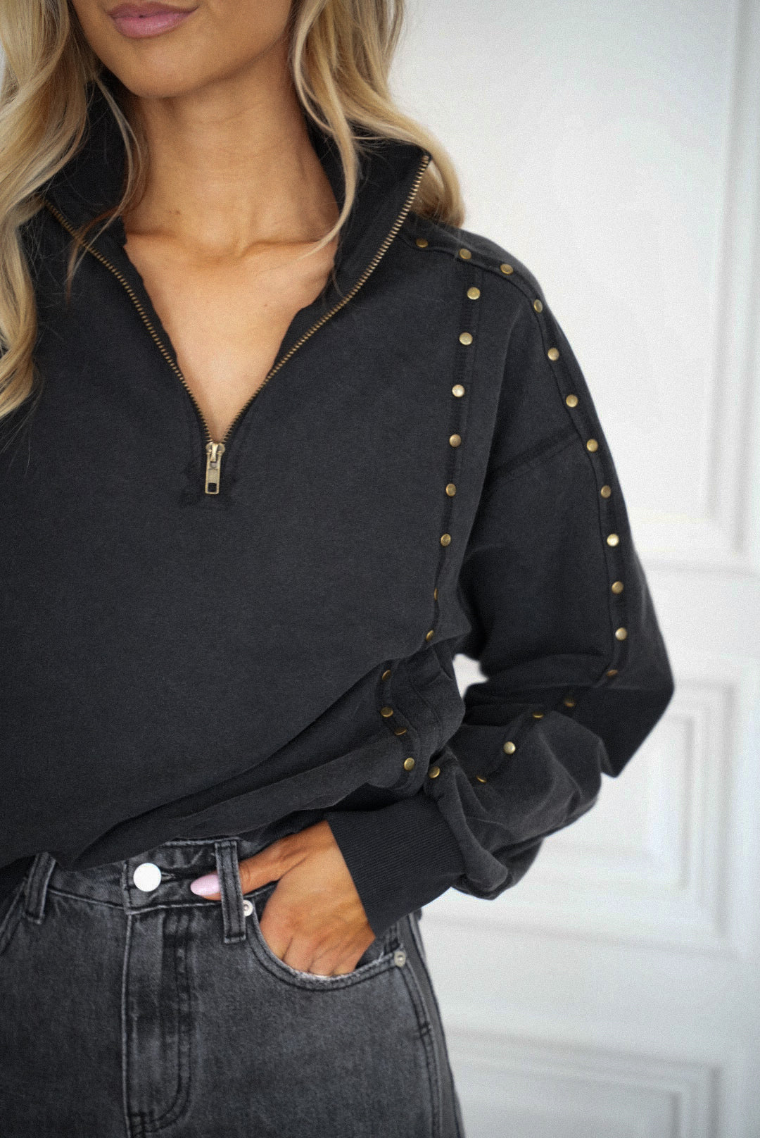 Victoria noir - Sweat-shirt clouté
