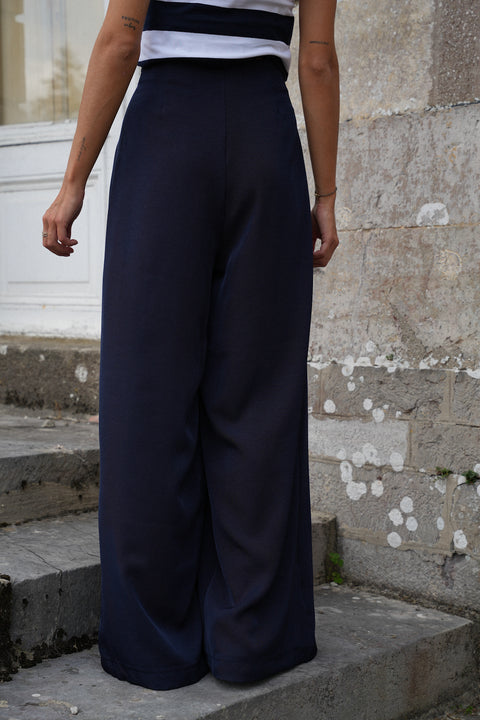 Elia marine - Pantalon droit