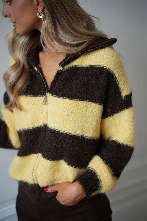 Dory jaune/chocolat - Gilet zippé