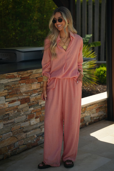 Ayna corail - Pantalon droit