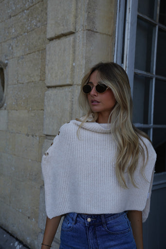 Linne beige - Pull cape