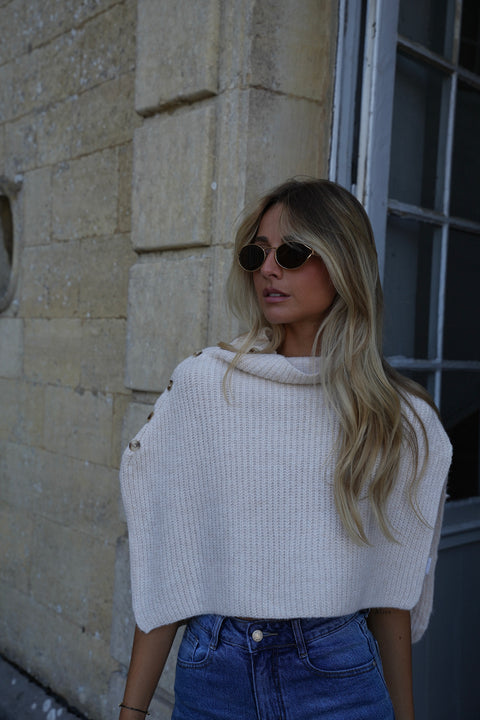 Linne beige - Pull cape