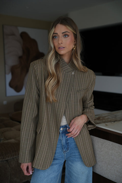 Loane taupe - Blazer asymétrique