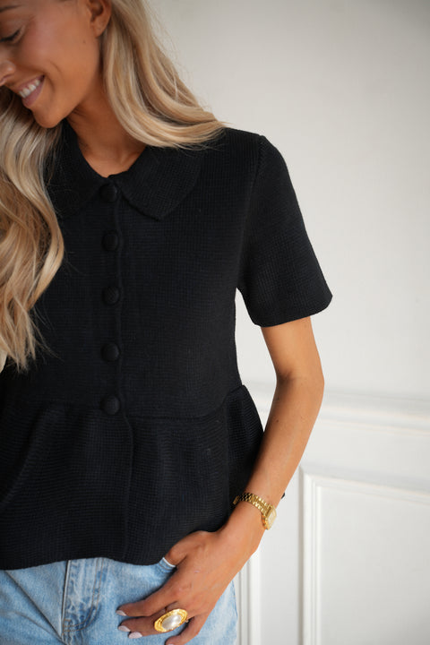 Nova noire - Blouse nid d’abeille