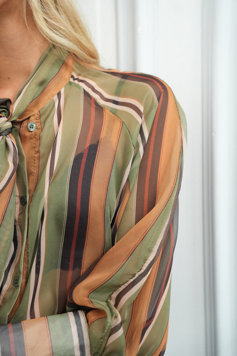 Anissa kaki - Blouse rayée