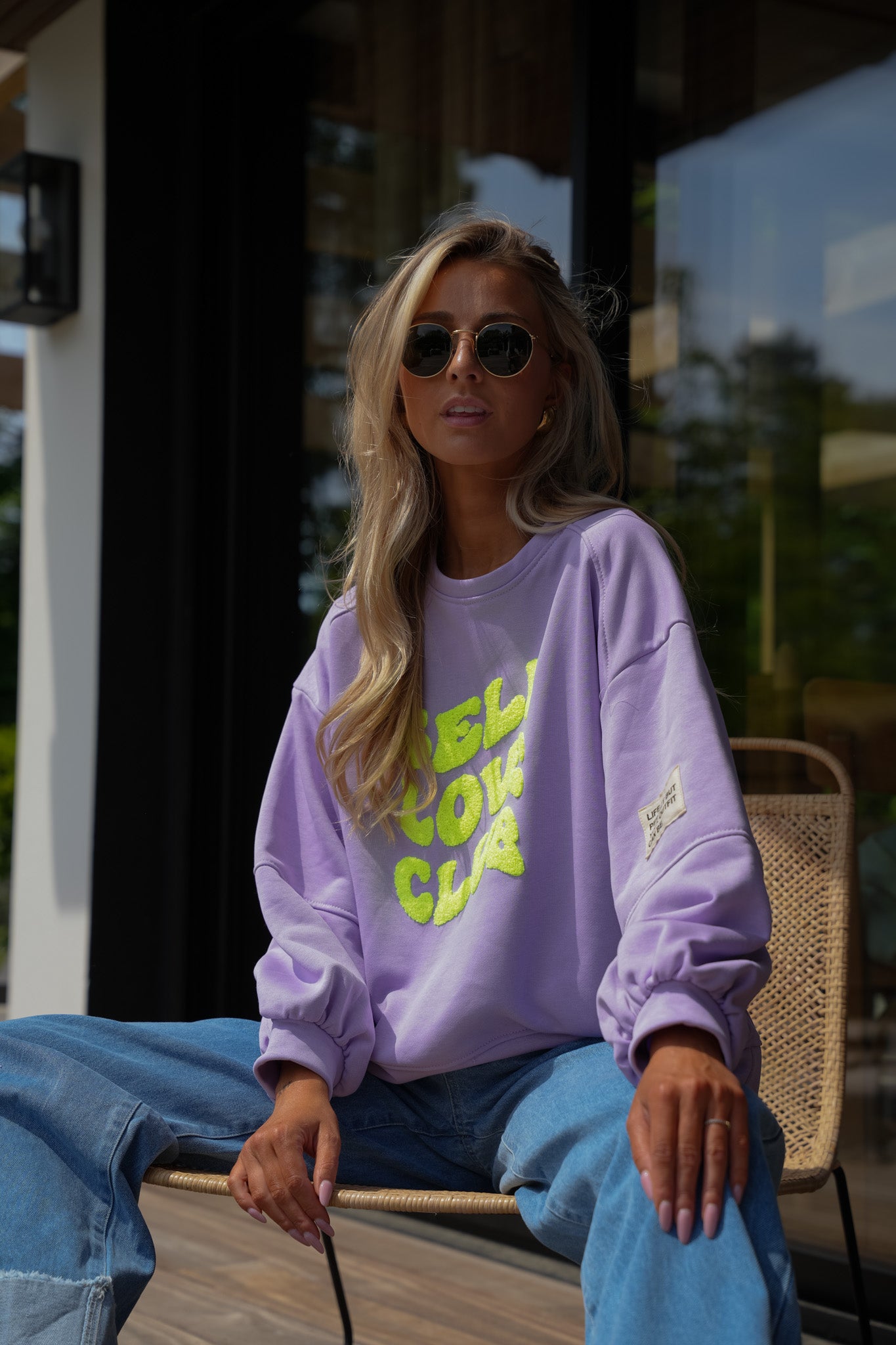 Mona violet - Sweat-shirt brodé