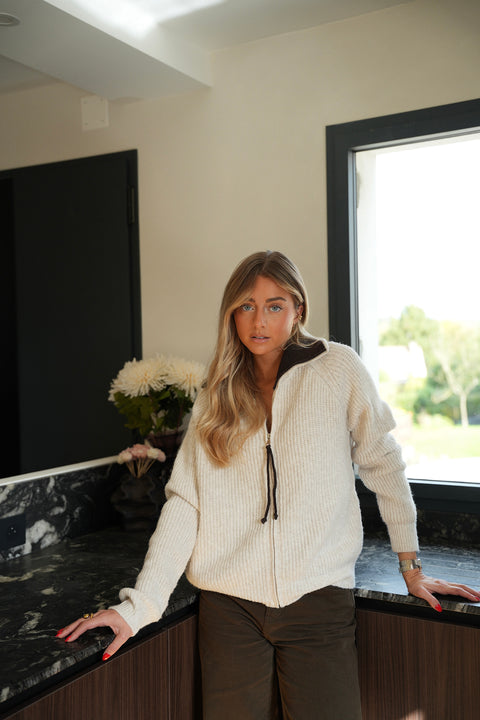 Clarisse crème - Gilet zippé