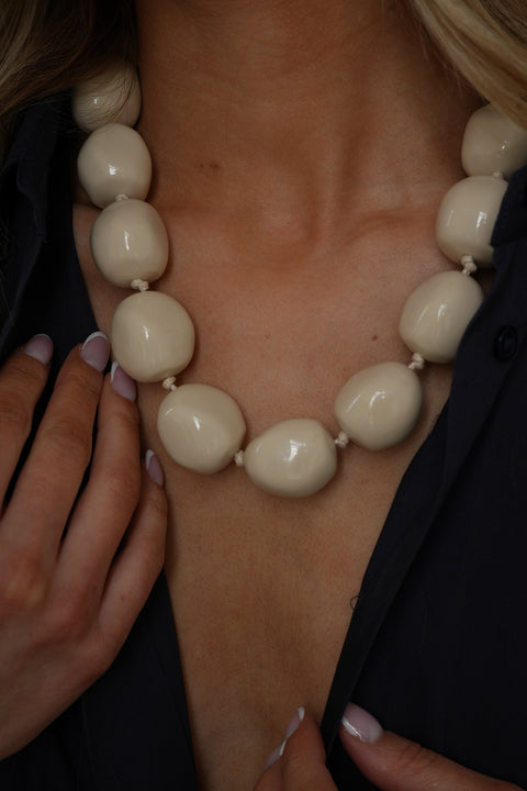 Andrea beige - Collier en perles