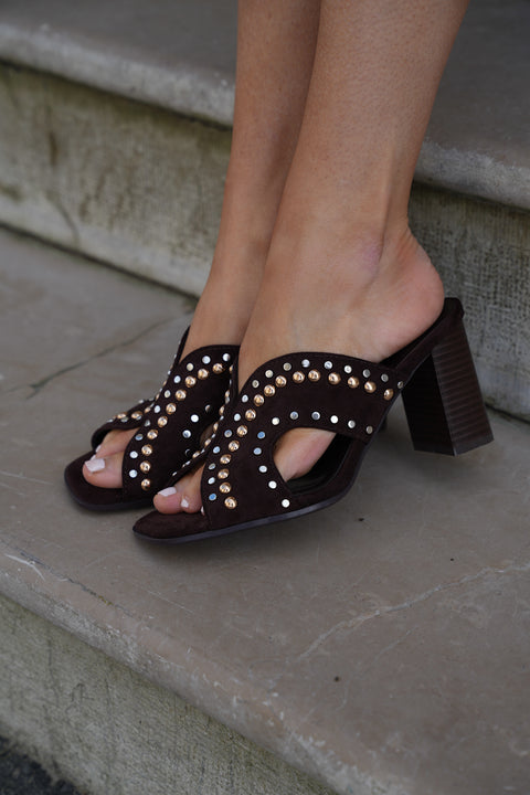 Franny chocolat - Mules à talons