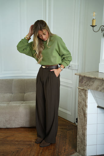 Alfa chocolat - Pantalon droit