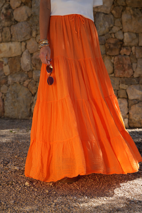Chloé orange - Jupe longue