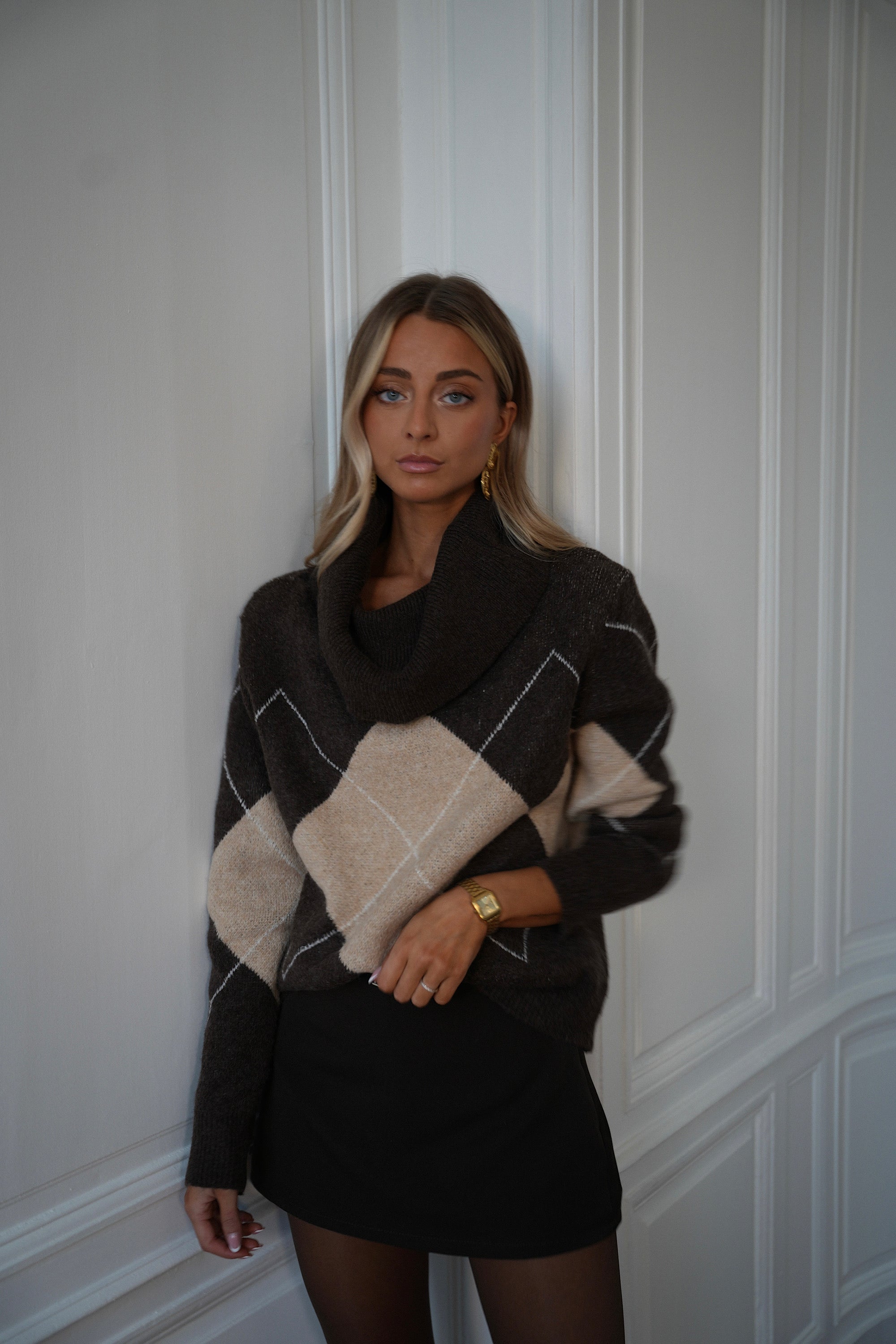 Jade chocolat - Pull losanges