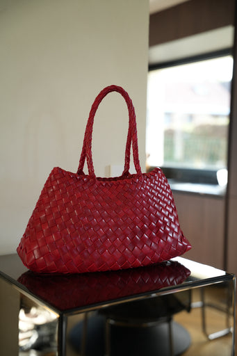 Greta rouge - Sac en cuir tressé