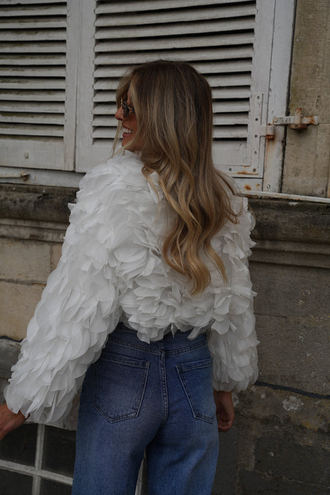 Aude blanche - Blouse volantée