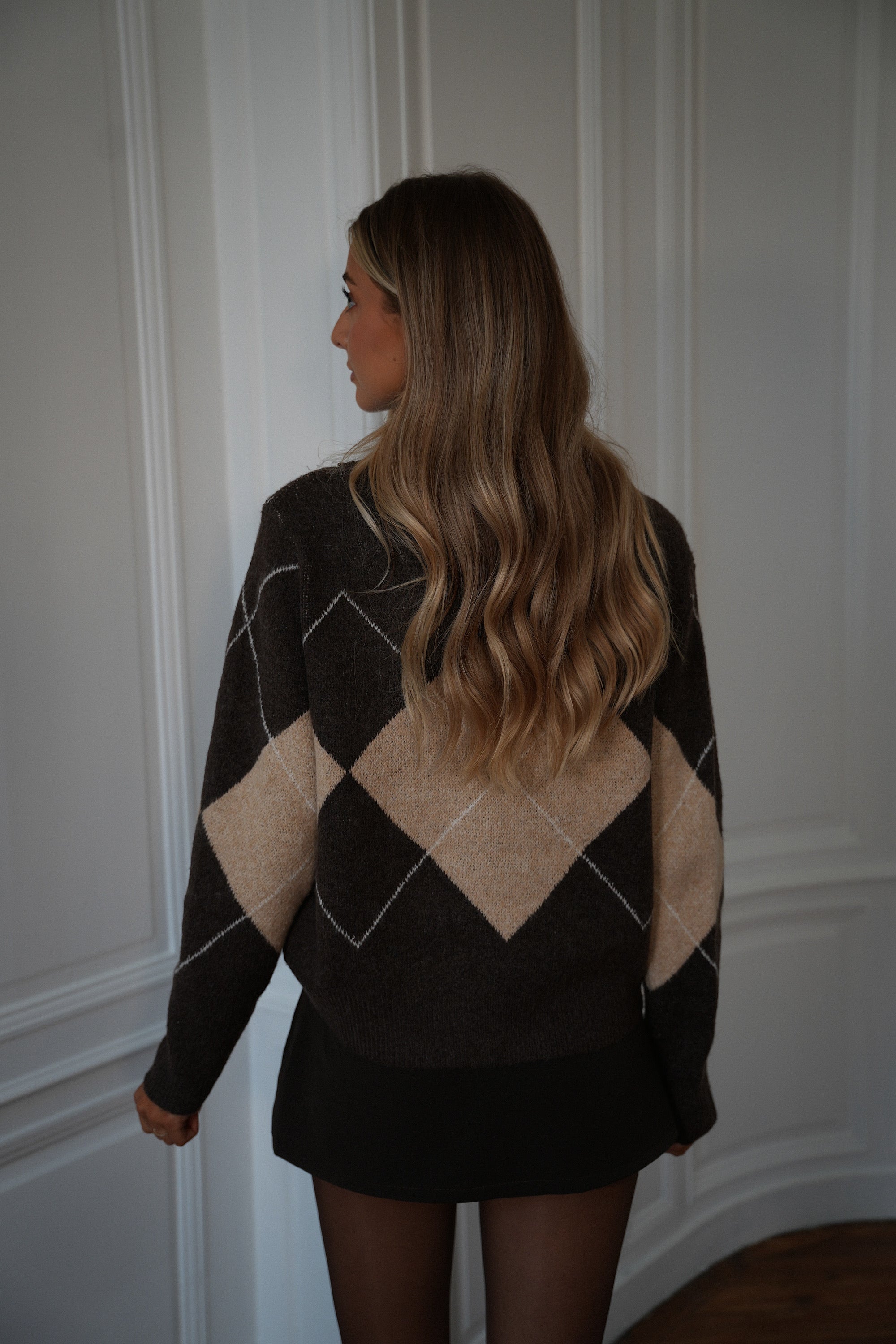 Jade chocolat - Pull losanges