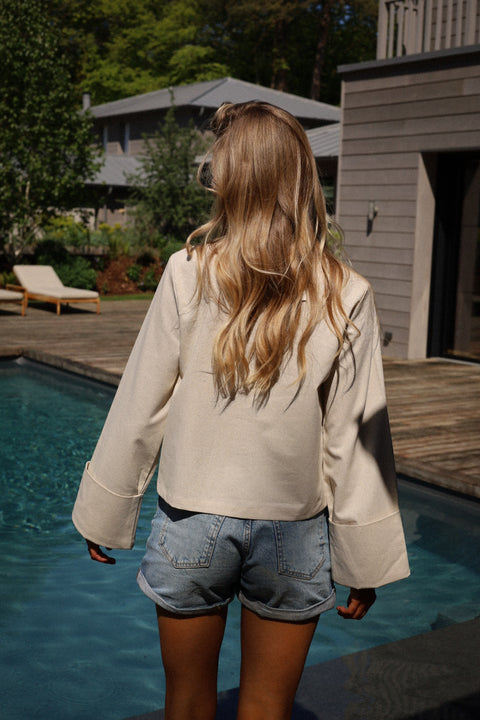 Nouméa beige - Blouse à noeuds