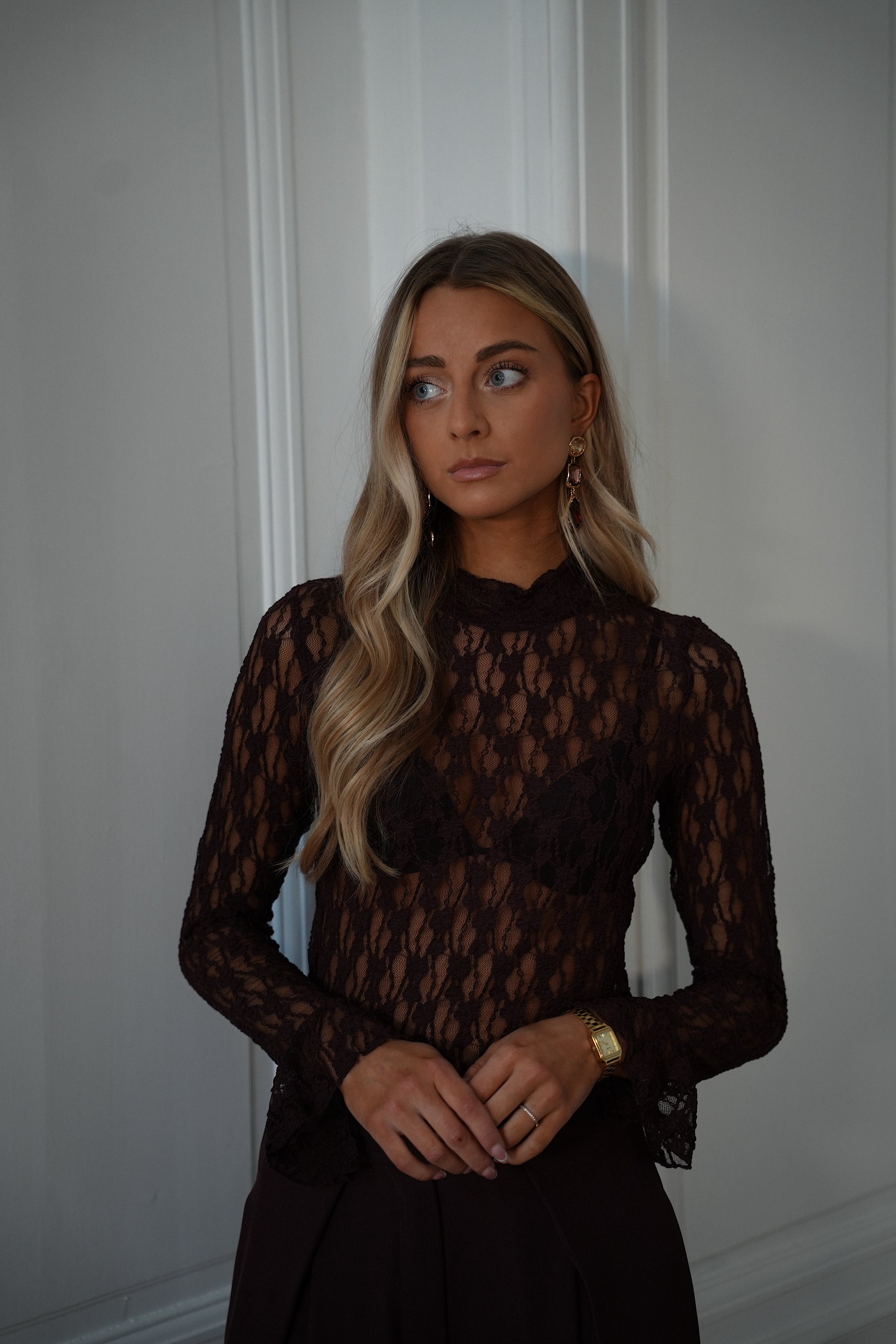 Eveline prune - Blouse en dentelle