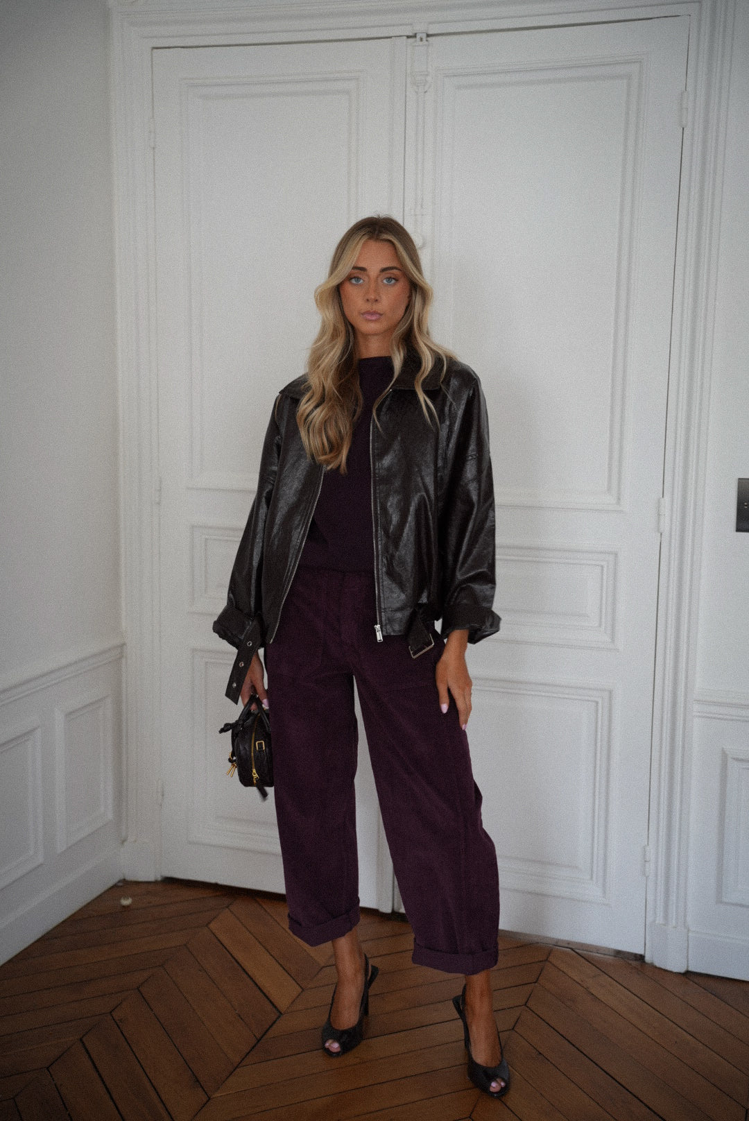 Elly prune - Pantalon velours