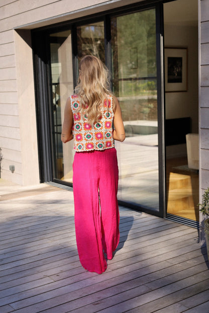 Lindie fuschia - Pantalon lin