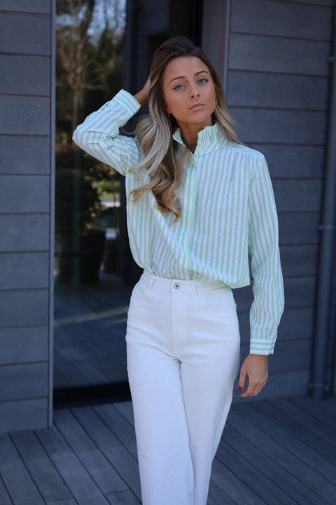 Priscilla verte - Blouse rayée