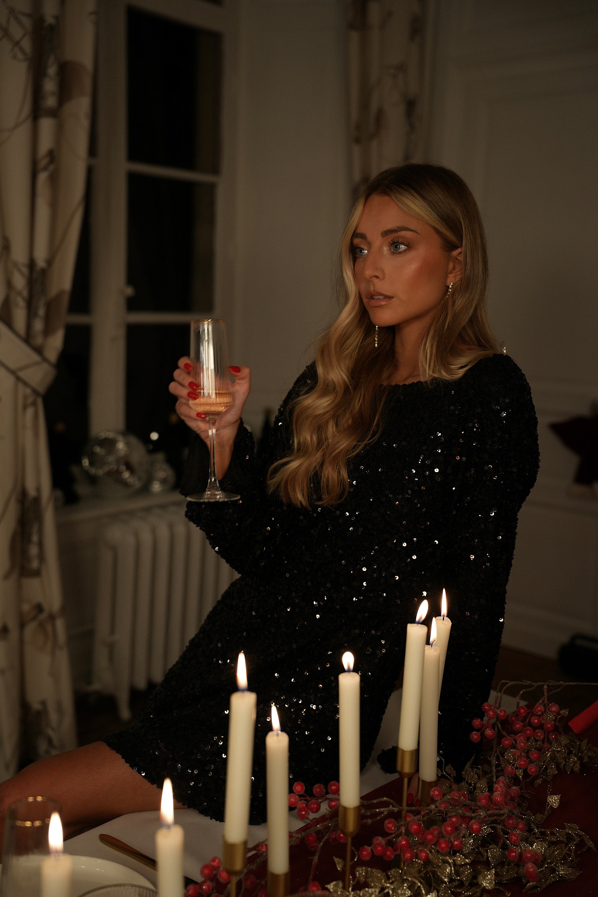 Ciara noire - Robe à sequins