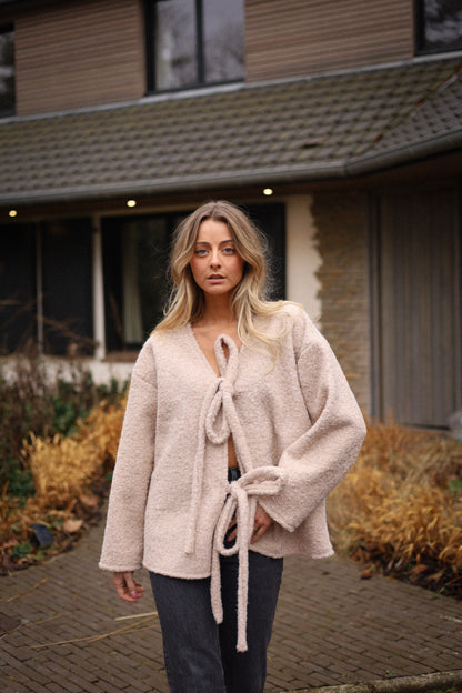 Solange beige - Veste à noeuds