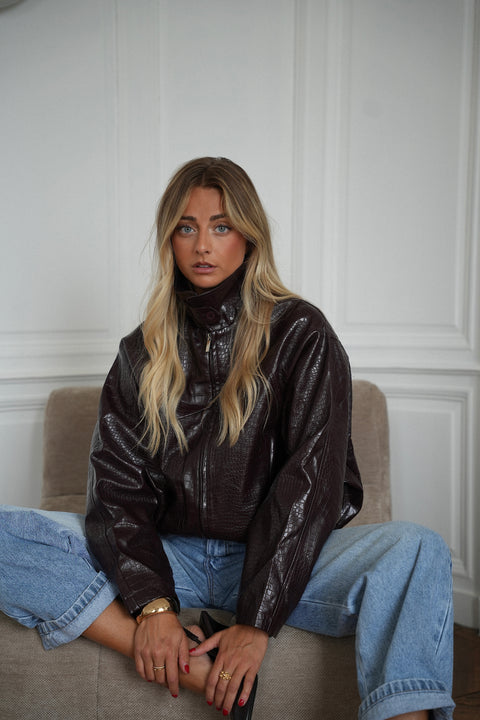 Loreen prune - Veste similicuir