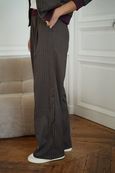 Terry taupe - Pantalon droit