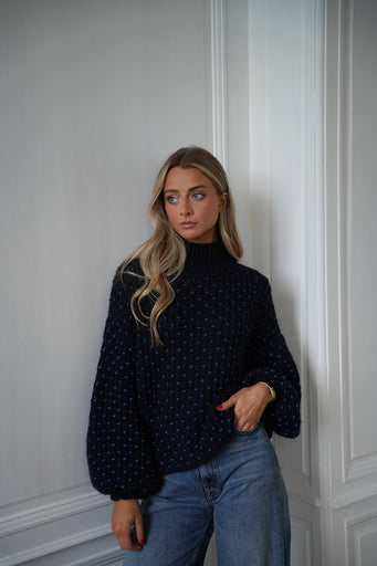 Miky bleu - Pull col montant