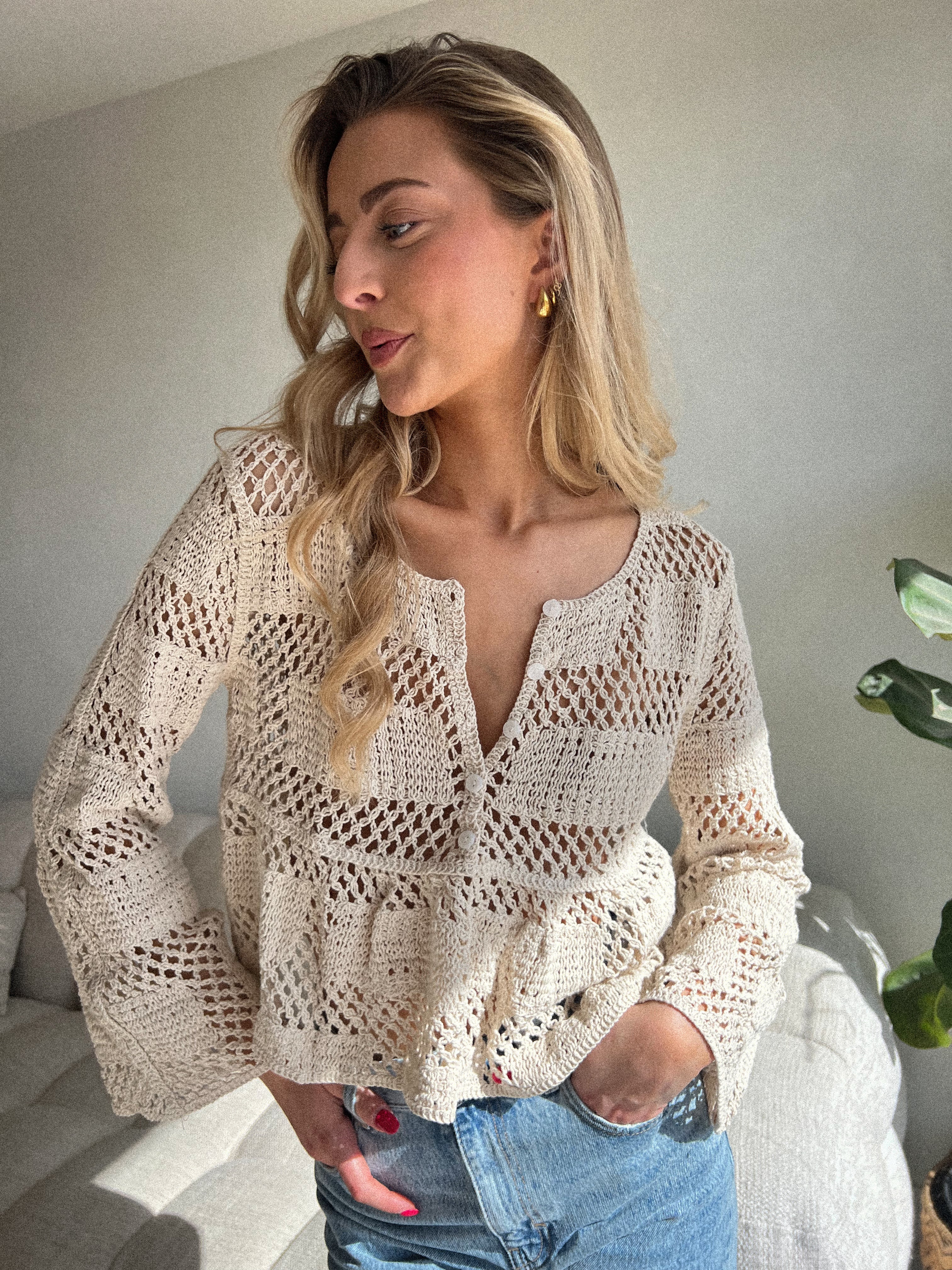 Cyprien beige - Blouse crochet