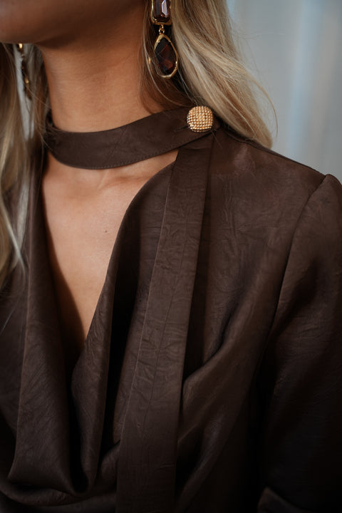 Sandra chocolat - Blouse fluide